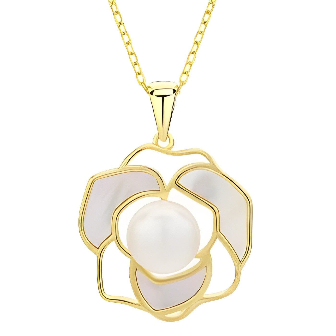 JuJumoose S925 Silver Gold-Plated Natural Pearl Camellia Set