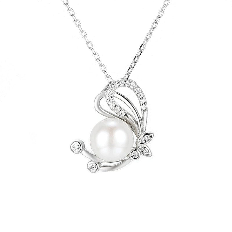 JuJumoose S925 Silver Gold-Plated Natural Pearl Half-Wing Butterfly Necklace