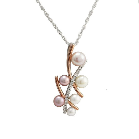 JuJumoose S925 Silver Gold-Plated Natural Pearl Lattice Necklace