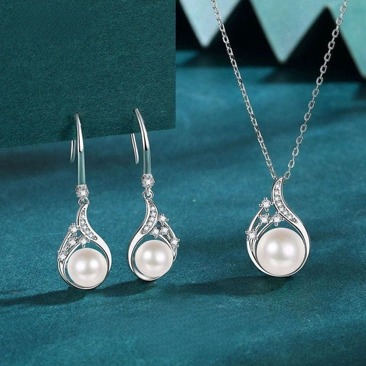 JuJumoose S925 Silver Gold-Plated Natural Pearl Wave Splash Jewelry Set