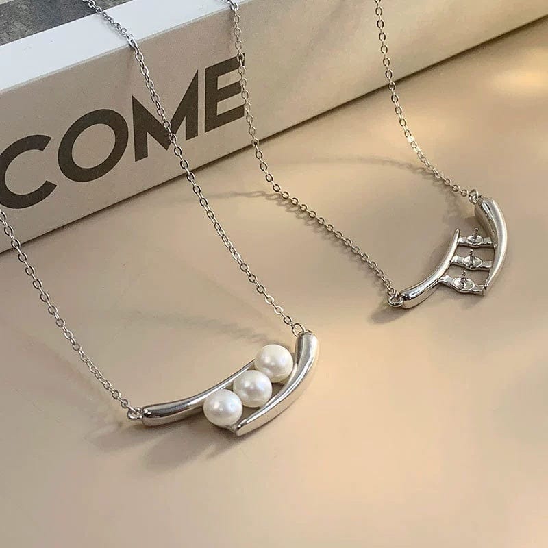 JuJumoose S925 Silver Gold-Plated Pea Pearl Necklace