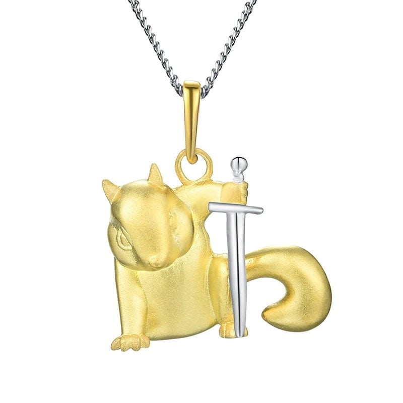JuJumoose S925 Silver Gold-Plated Squirrel Hero Pendant