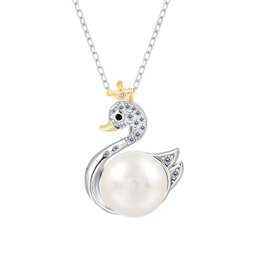JuJumoose S925 Silver Gold-Plated Swan Pearl Necklace