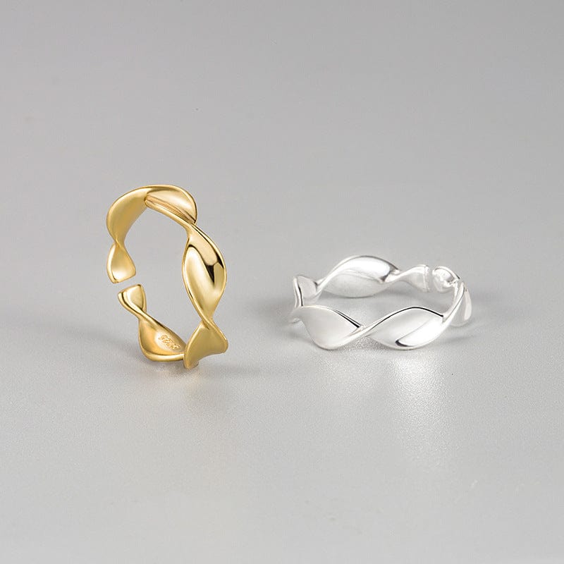 JuJumoose S925 Silver Gold-Plated Twisted Rope Ring