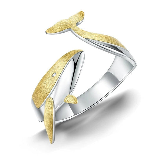 JuJumoose S925 Silver Gold-Plated Whale Ring