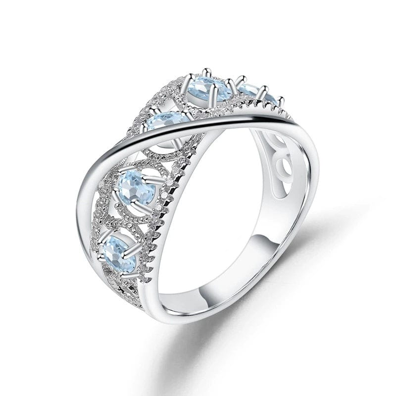 JuJumoose S925 Silver Natural Gemstone Wrap Ring