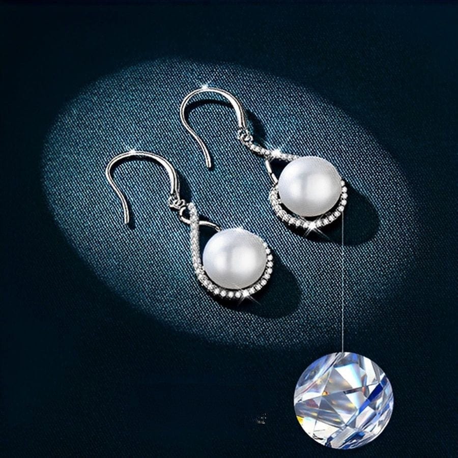 JuJumoose S925 Silver Natural Round Freshwater Pearl Teardrop Set