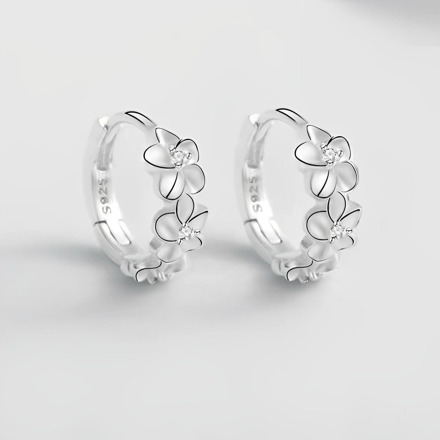 JuJumoose S925 Silver Peach Blossom Ear Studs