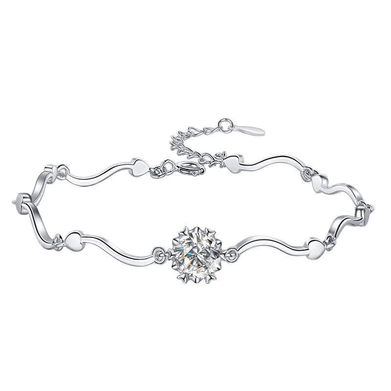 JuJumoose S925 Sterling Silver Snowflake Moissanite Bracelet