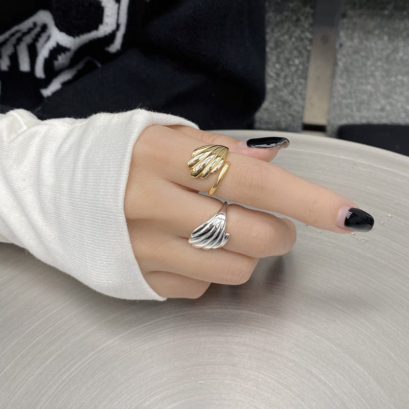 JuJumoose Sterling Silver Gold-Plated Angel Wing Ring