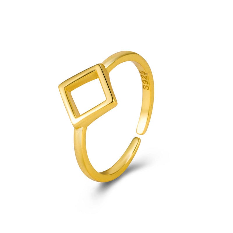 JuJumoose Sterling Silver Gold-Plated Diamond shape Ring