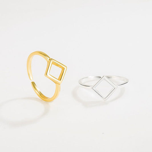 JuJumoose Sterling Silver Gold-Plated Diamond shape Ring