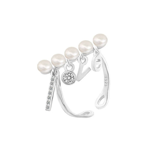 JuJumoose Sterling Silver Gold-Plated Love Pearl Ring