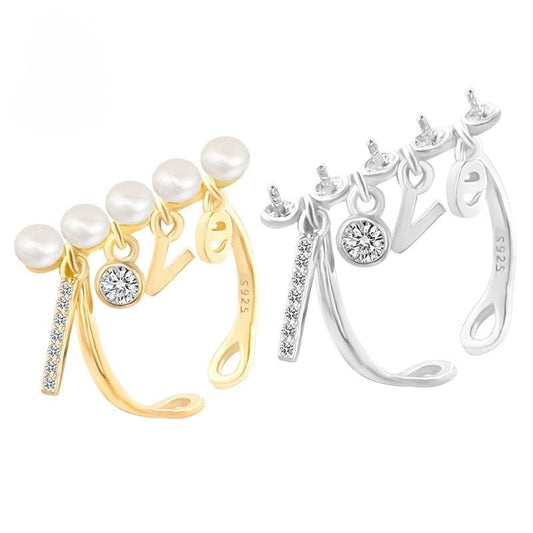 JuJumoose Sterling Silver Gold-Plated Love Pearl Ring