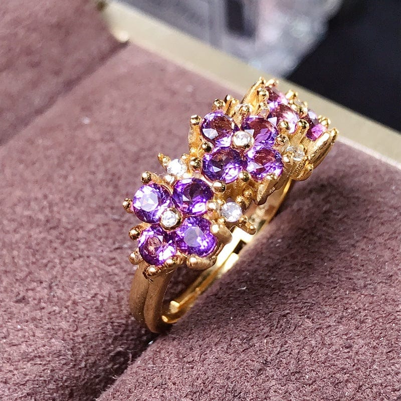 JuJumoose Sterling Silver Inlaid Amethyst Ring