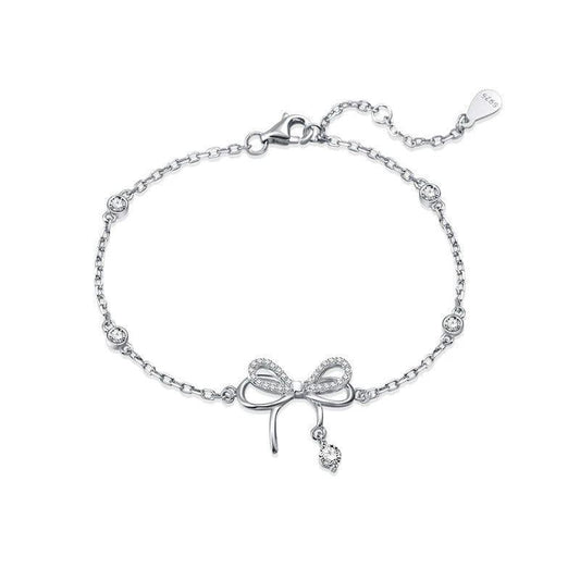 JuJumoose Luxurious S925 Sterling Silver Bow Bracelet