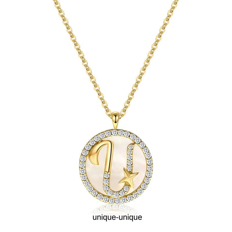 JuJumoose Retro white shell letter necklace