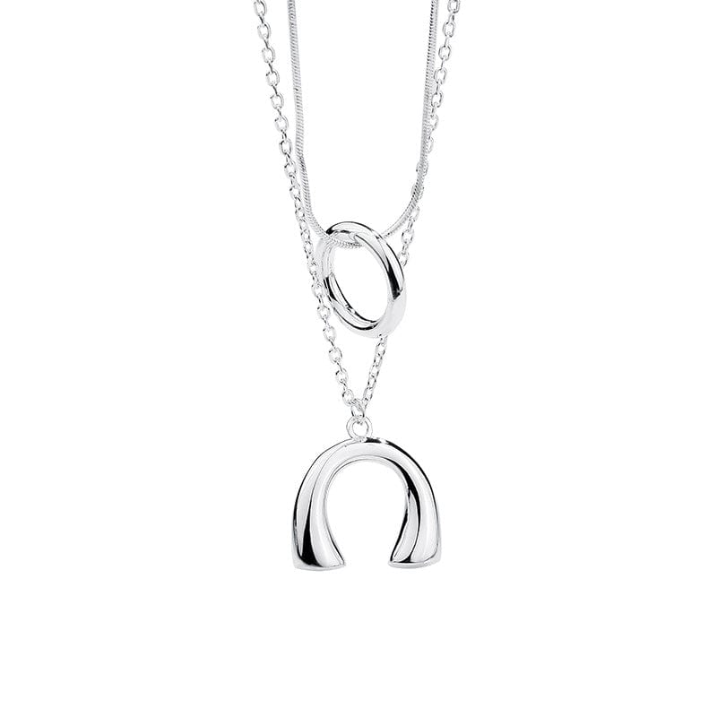 JuJumoose Sterling silver metal texture double layer necklace