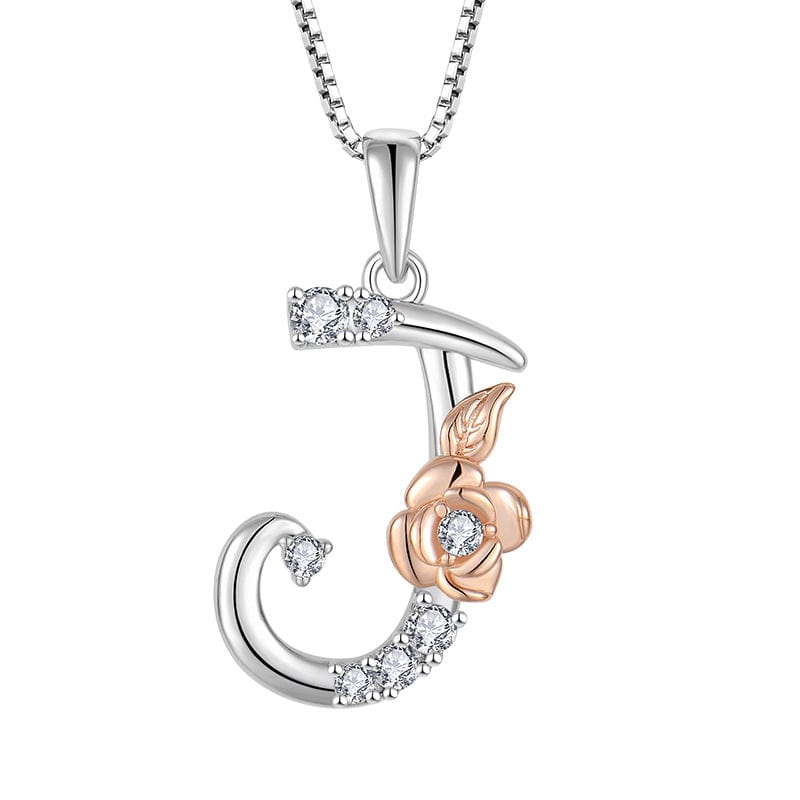 JuJumoose Sterling silver rose letters zircon necklace