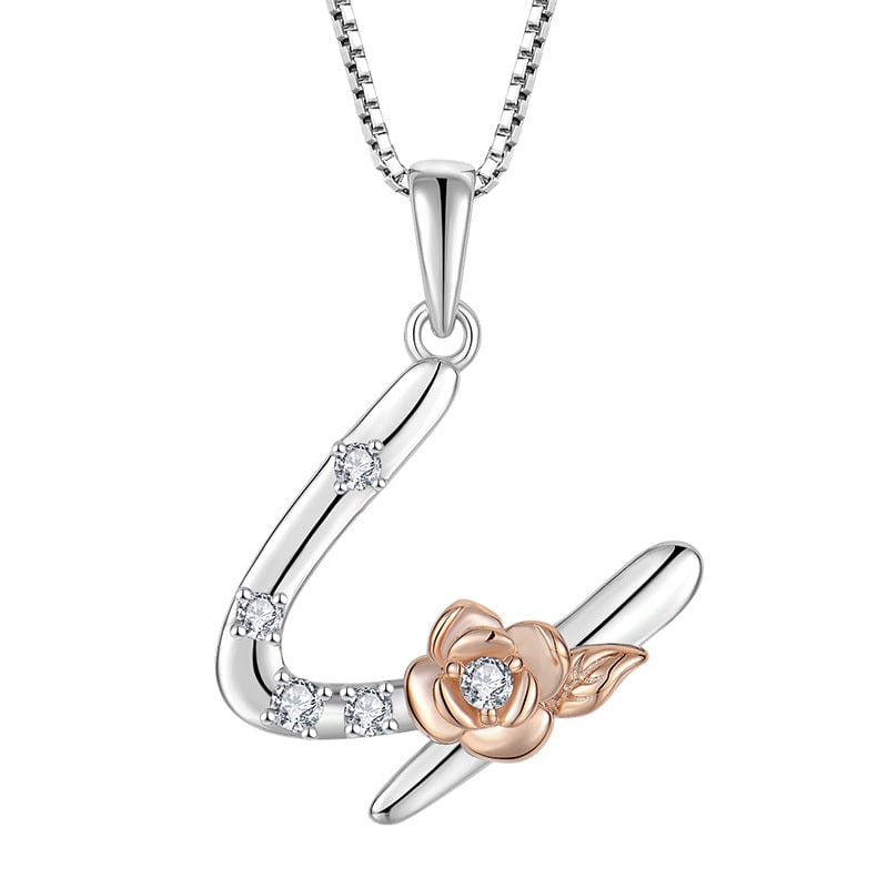 JuJumoose Sterling silver rose letters zircon necklace