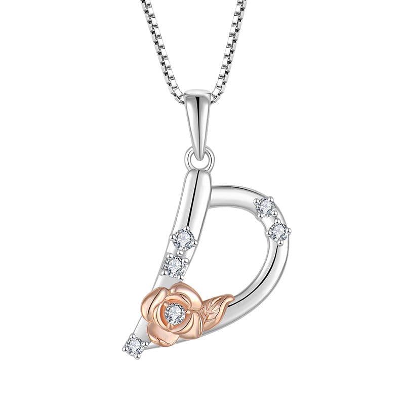 JuJumoose Sterling silver rose letters zircon necklace