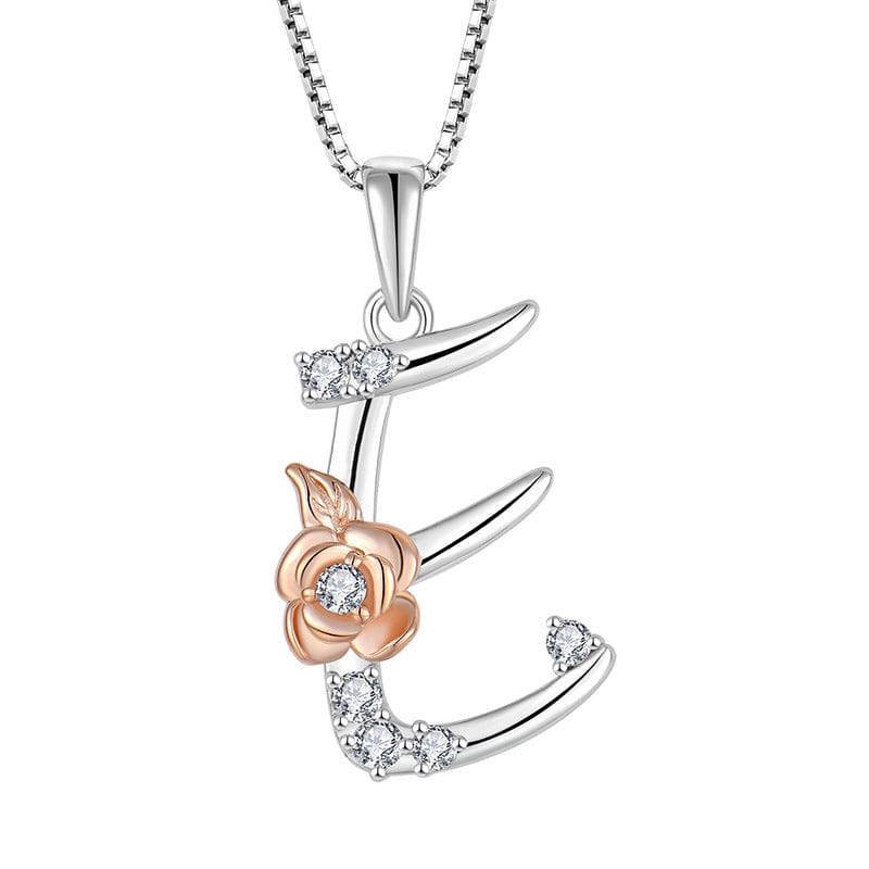 JuJumoose Sterling silver rose letters zircon necklace