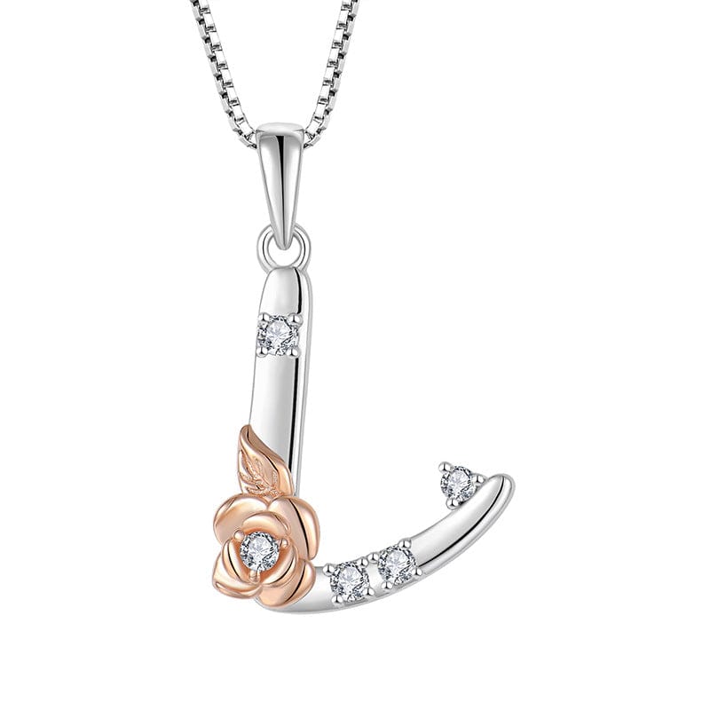 JuJumoose Sterling silver rose letters zircon necklace