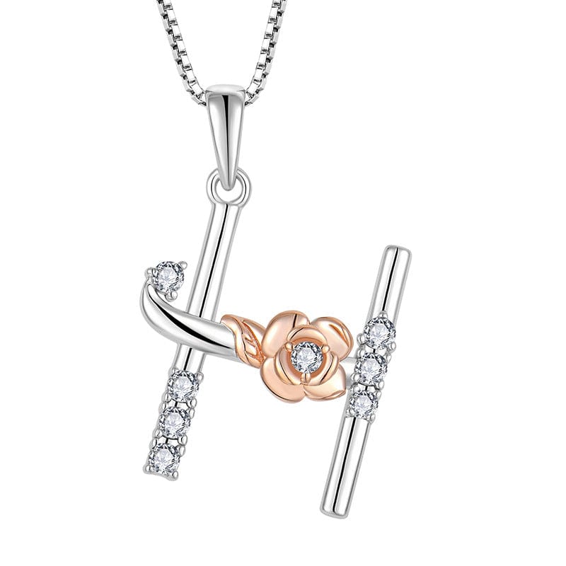 JuJumoose Sterling silver rose letters zircon necklace