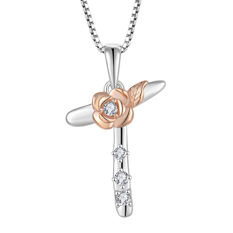 JuJumoose Sterling silver rose letters zircon necklace