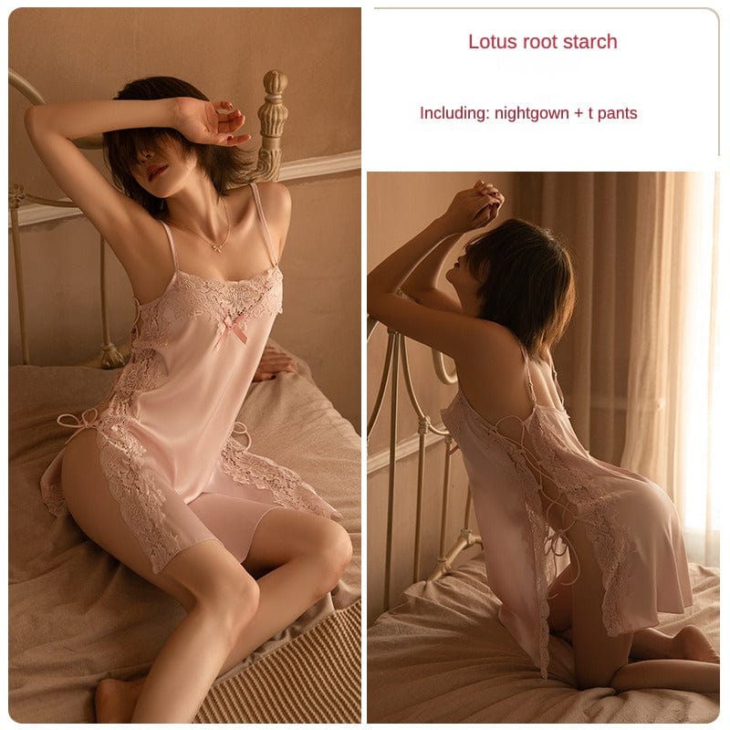 JuJumoose Hollow strap nightdress lace