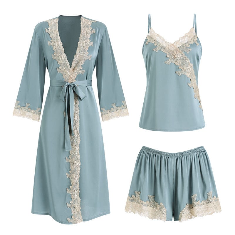 JuJumoose Satin lace suspenders shorts tie-up outer robe nightgown