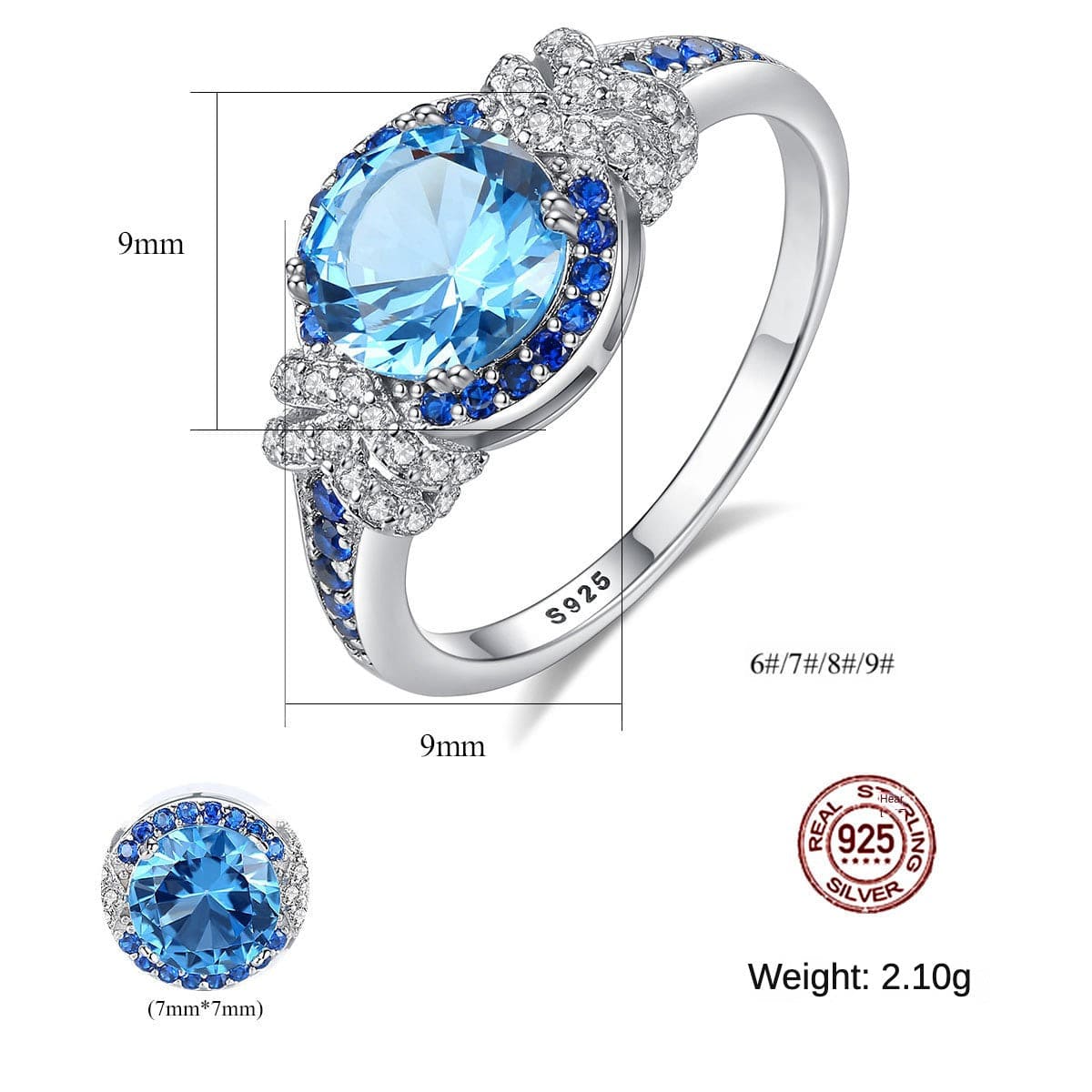 JuJumoose Silver London Blue Topaz Diana Ring