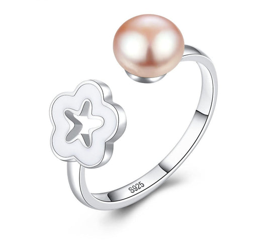 JuJumoose Silver Sakura Pearl Open Ring