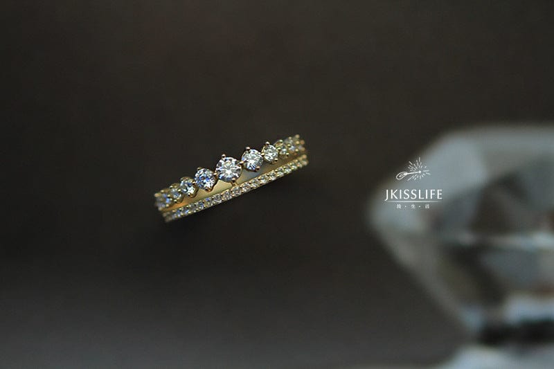 JuJumoose Sterling silver double-layer diamond ring