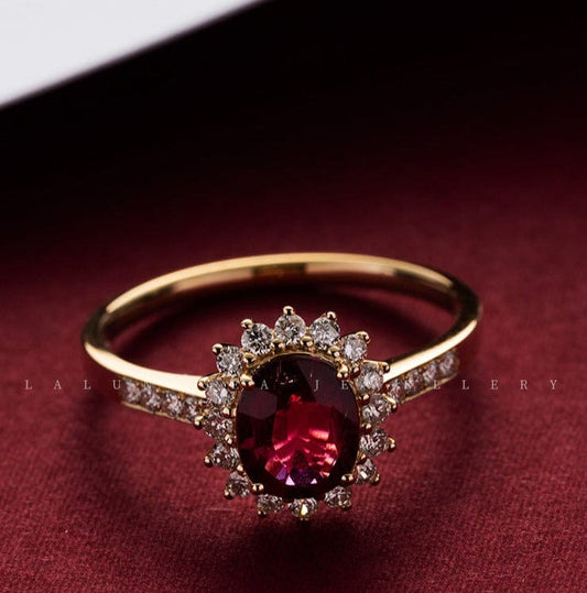 JuJumoose Sterling Silver Retro Ruby sunflower Ring