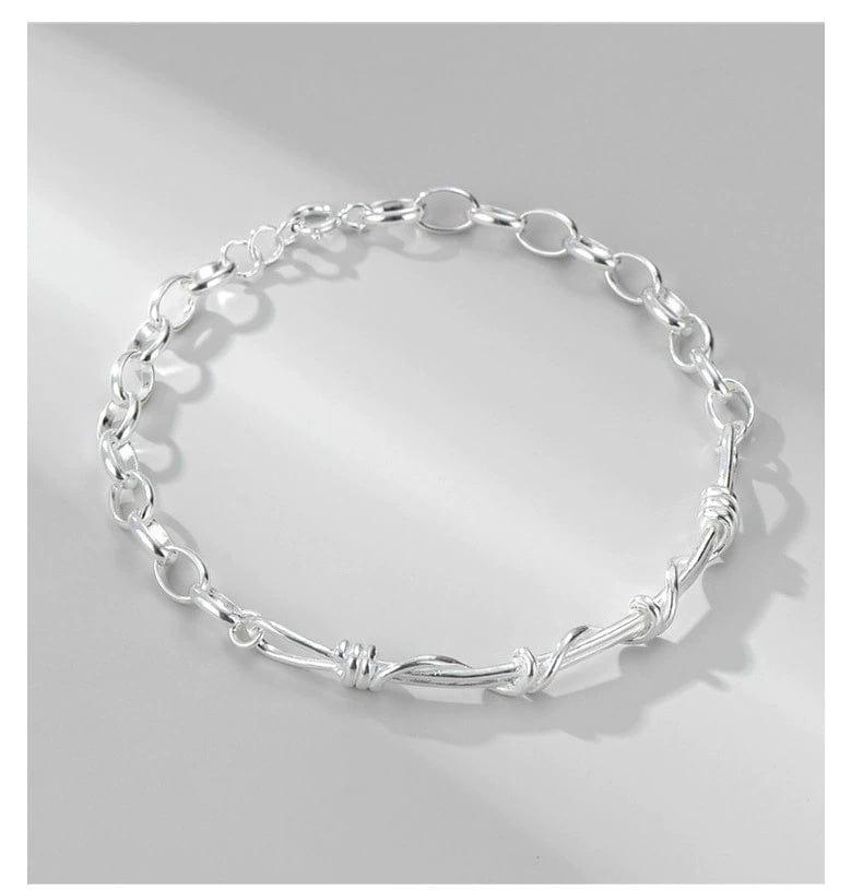 JuJumoose S925 Pure Silver Vintage Style Handcrafted Twisted Wire Bracelet