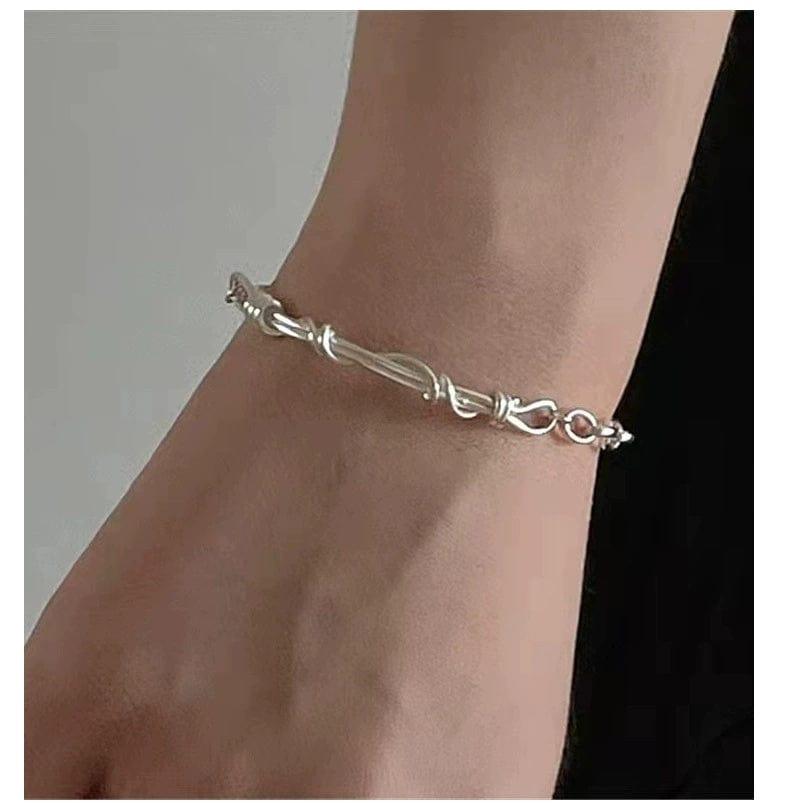 JuJumoose S925 Pure Silver Vintage Style Handcrafted Twisted Wire Bracelet