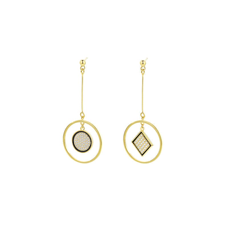 Aliprice Sterling silver asymmetric geometric zircon earrings