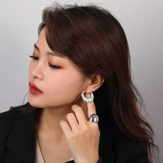 Aliprice Sterling silver C-shaped hoop earrings