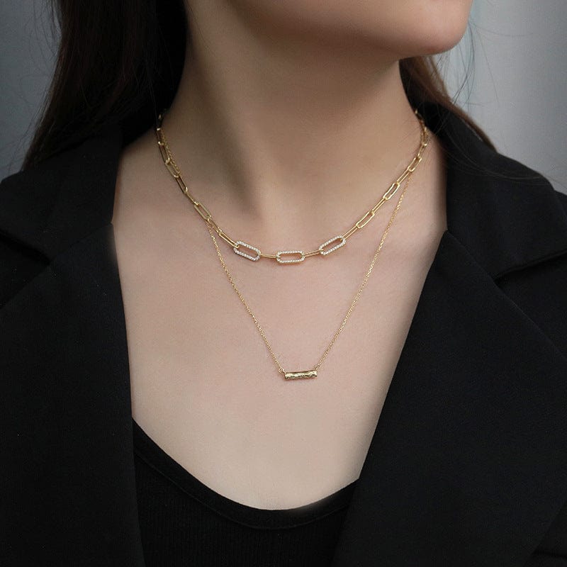 Aliprice Sterling silver golden clavicle chain