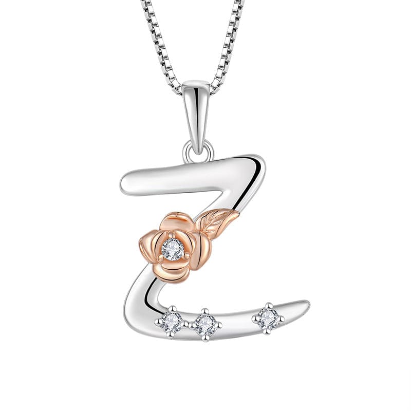 Aliprice Sterling silver rose letters zircon necklace