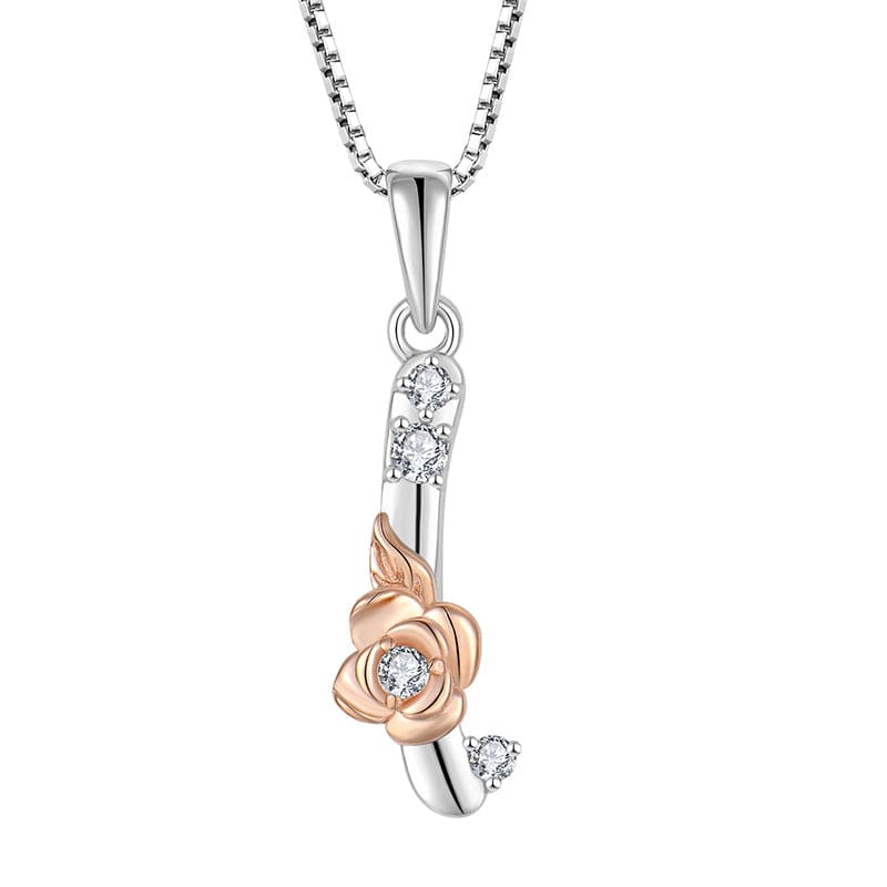 Aliprice Sterling silver rose letters zircon necklace