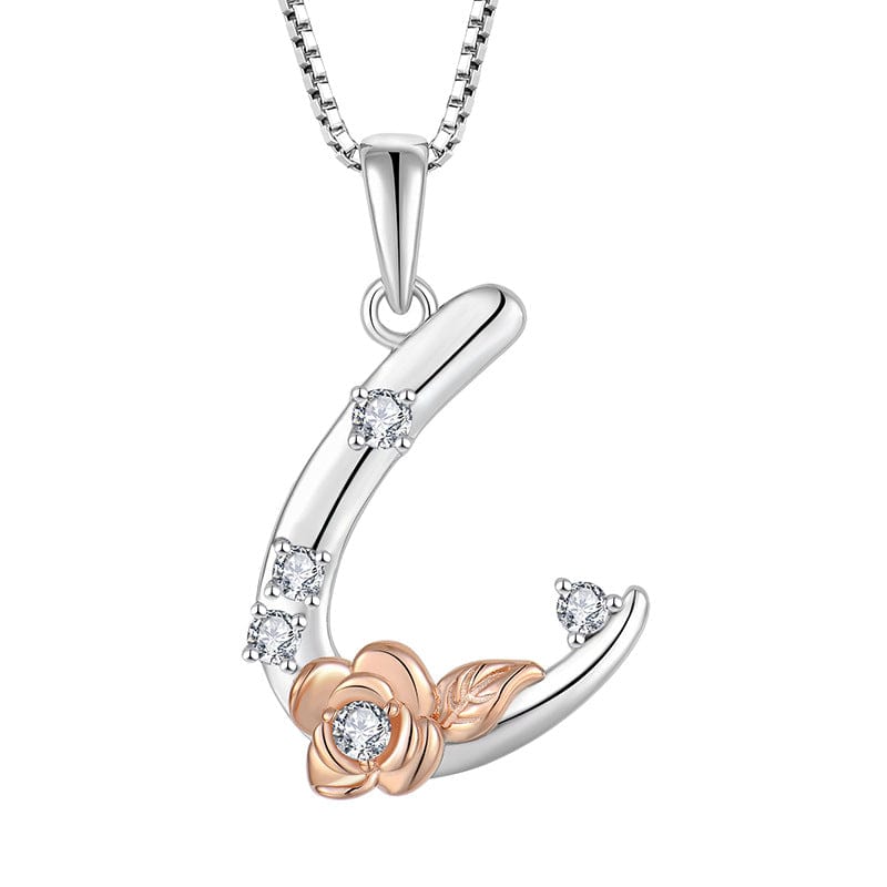 Aliprice Sterling silver rose letters zircon necklace