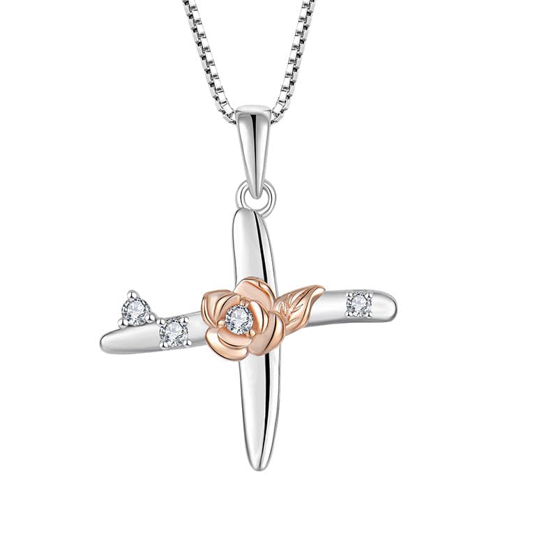 Aliprice Sterling silver rose letters zircon necklace