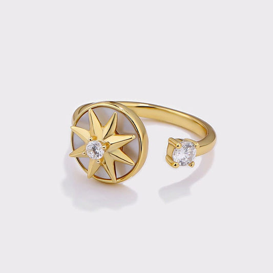 Aliprice Sterling silver rotating compass eight-pointed star ring