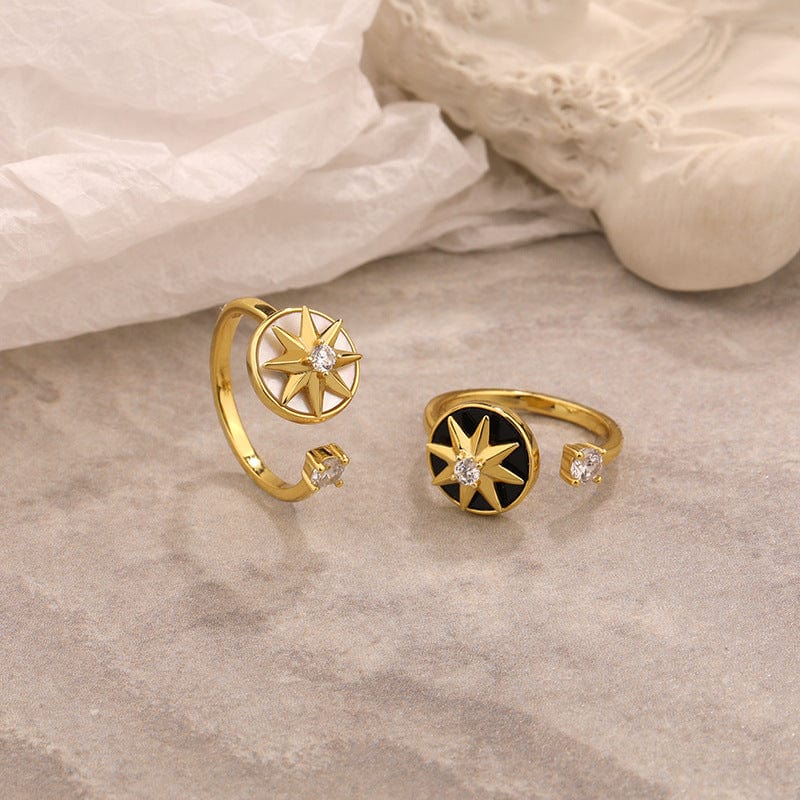 Aliprice Sterling silver rotating compass eight-pointed star ring