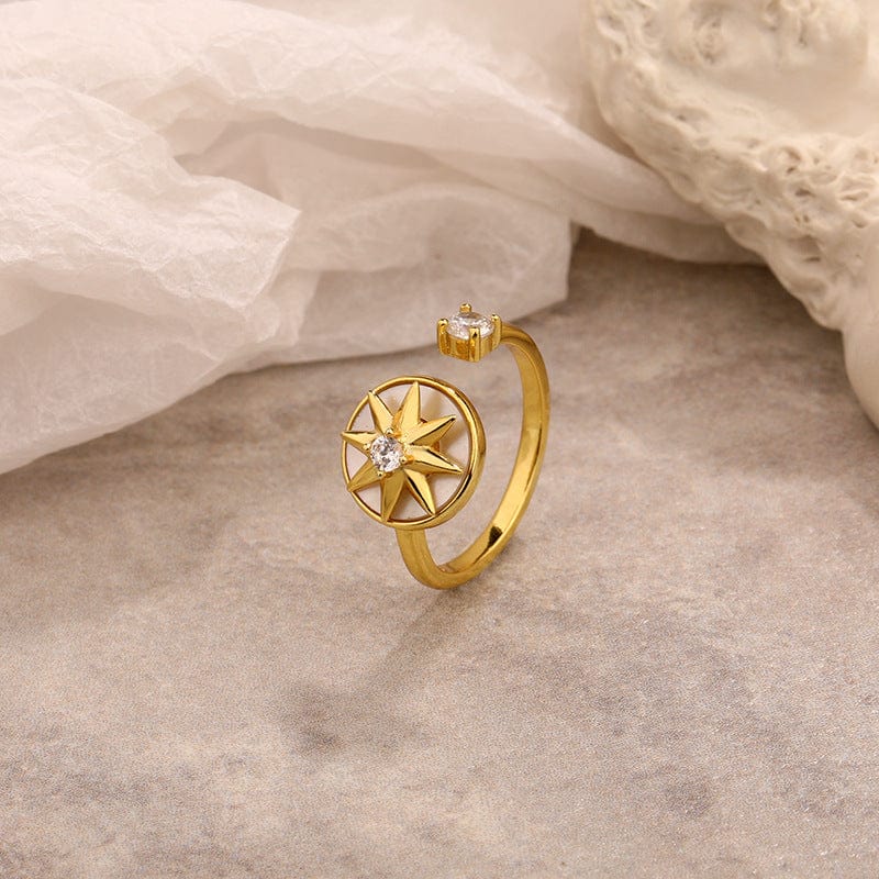 Aliprice Sterling silver rotating compass eight-pointed star ring