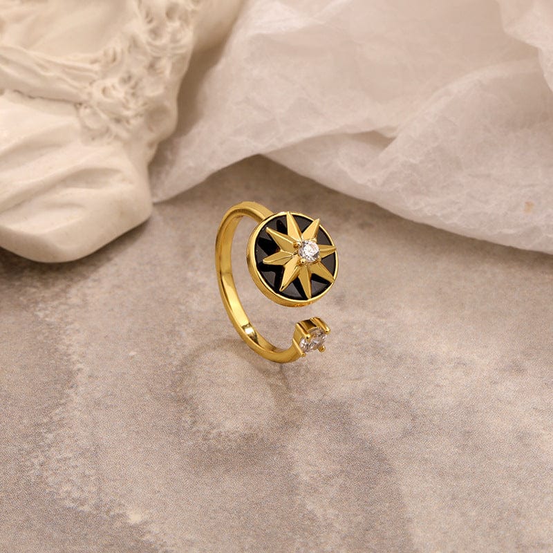 Aliprice Sterling silver rotating compass eight-pointed star ring