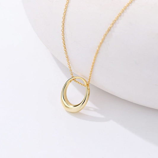 Aliprice sterling silver simple oval necklace