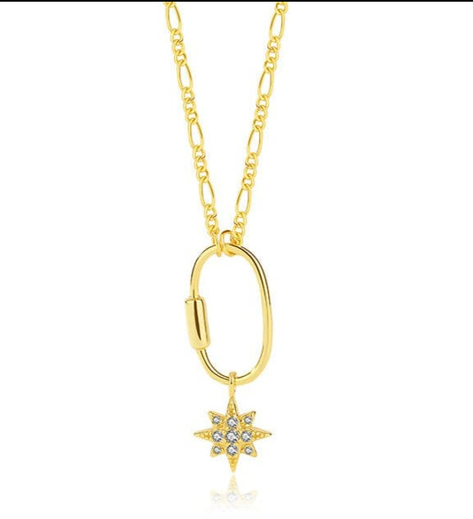 Aliprice Sterling silver zircon eight-pointed star necklace